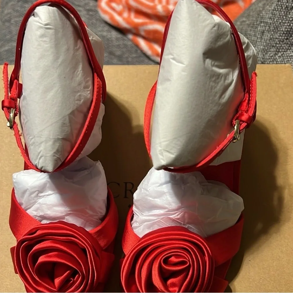 NWT J Crew Satin Rosette Heels
